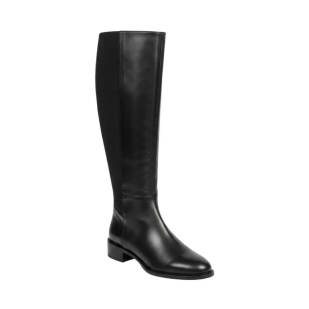 Aquatalia Tall Waterproof Boots Black Leather Stretch Back Calf Women 10